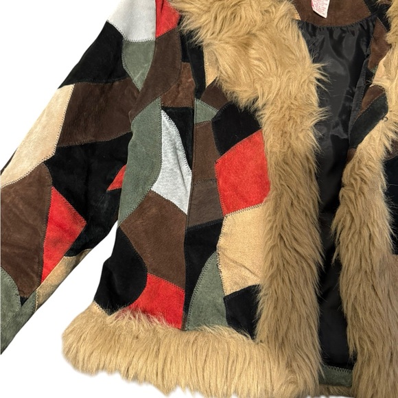 Vintage Leather Fur Colorblock Xhilaration Jacket size XL *Runs Small - Picture 3 of 15